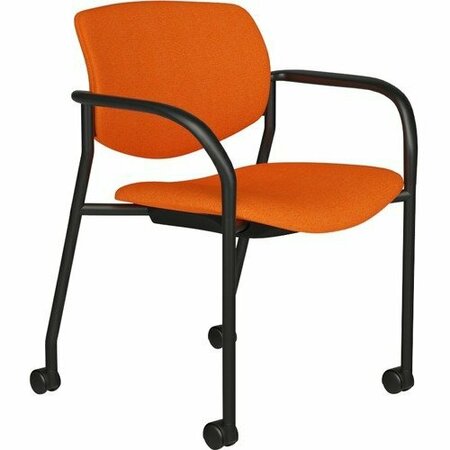 9TO5 SEATING Stack Chair, w/Arms&Cstrs, 25-1/2inx25inx33in, LattePlastic/BKFrm NTF1215A18BFP19
